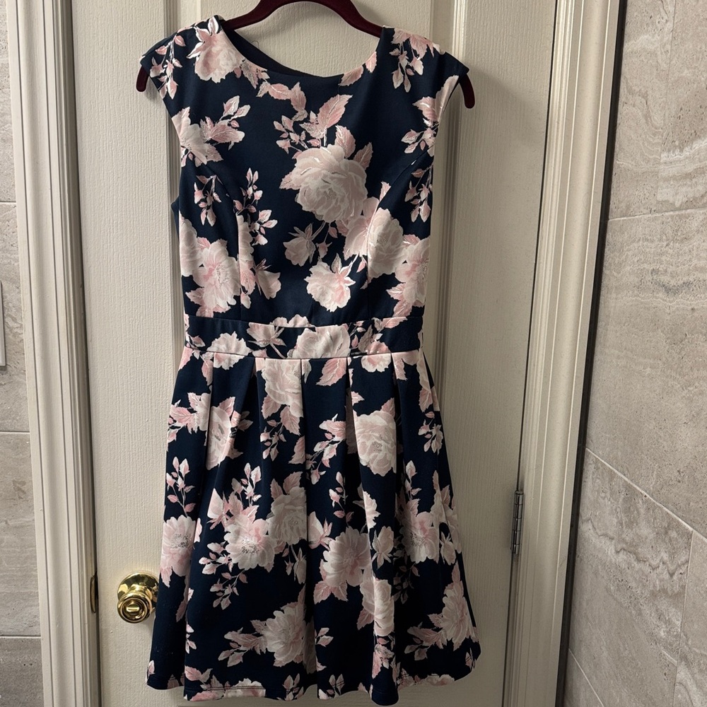 Emerald Sundae Navy and Pink Floral Mini Dress